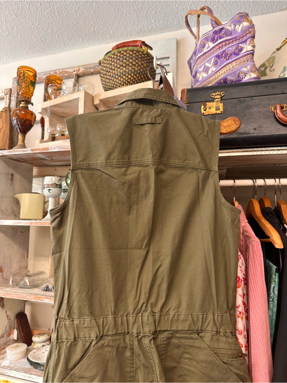 Duluth new w/o tags Olive Green Utility Sleeveless Jumpsuit - Picture 3 of 14